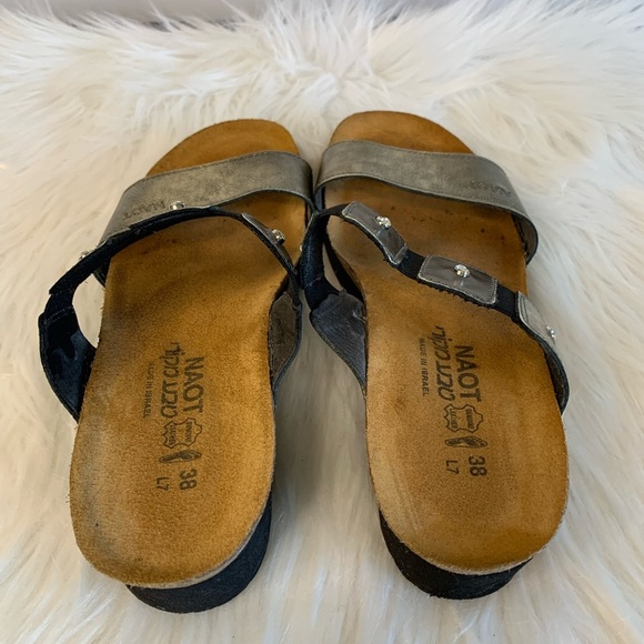 Naot Silver Sandals Metallic Comfort Slides - Picture 4 of 8